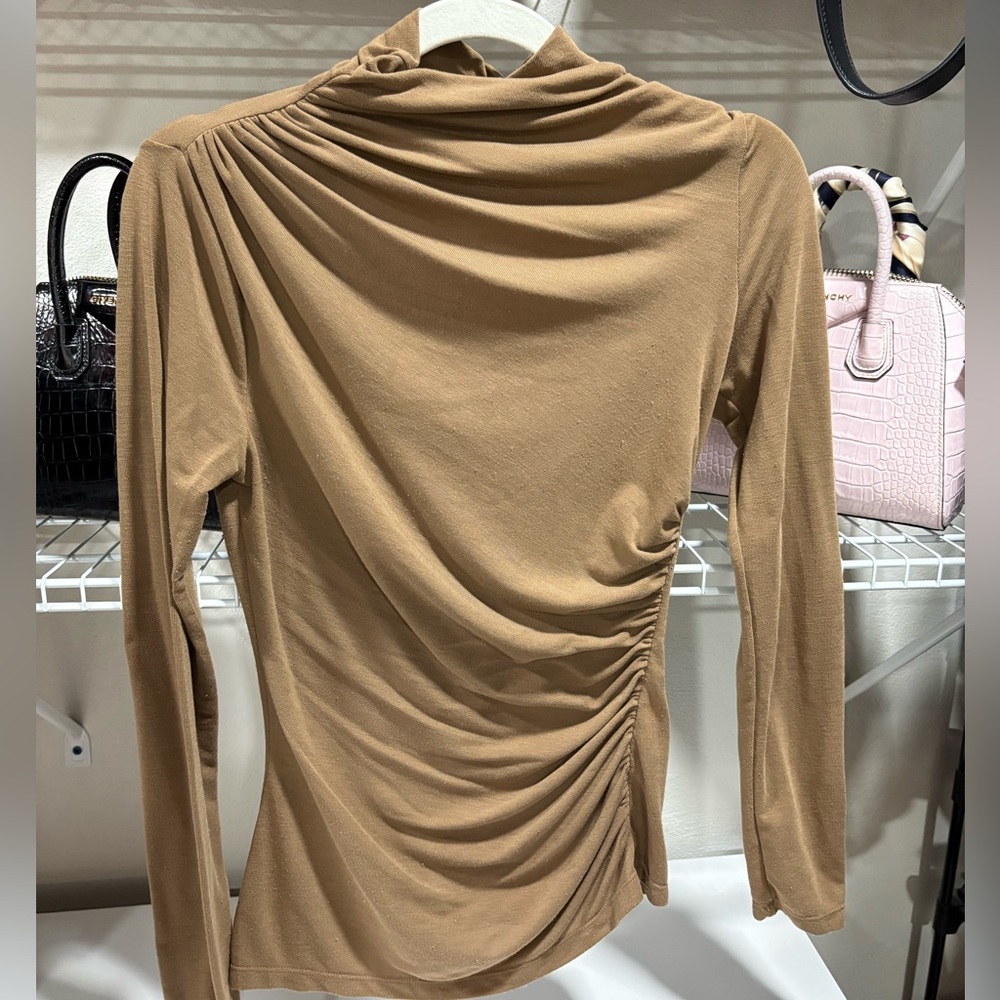Elegant Tan Ruched Women's Top